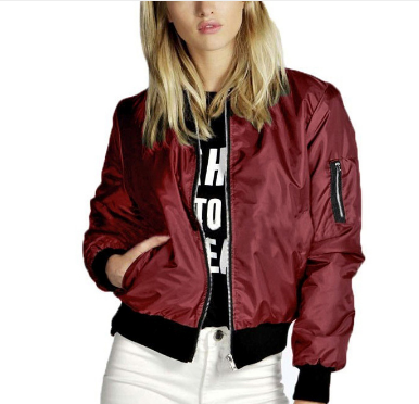 Solid Color Short Style Vertical Collar Leisure Zipper Jacket