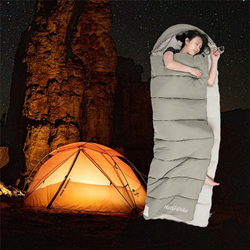 Envelope Hooded Cotton Sleeping Bag Can Be Washed And Stitched Double Tent Camping