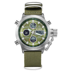 Men Military Wrist Watch Army Green Analog Digital Quartz Nylon
