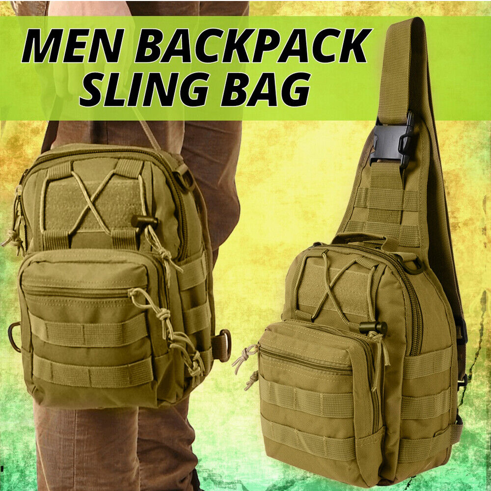Mens Backpack Waterproof Tactical Sling Chest Pack Shoulder Bag Outdoor Hiking