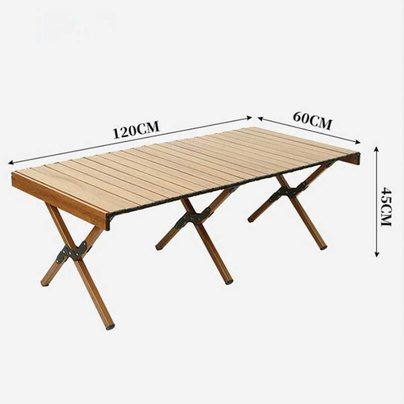 Portable Self-driving Camping Dinner Barbecue Table Wood Grain Table