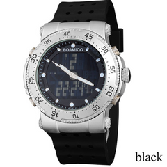 BOAMIGO watch sports waterproof watch double display watch military style watch silicone watch band watch