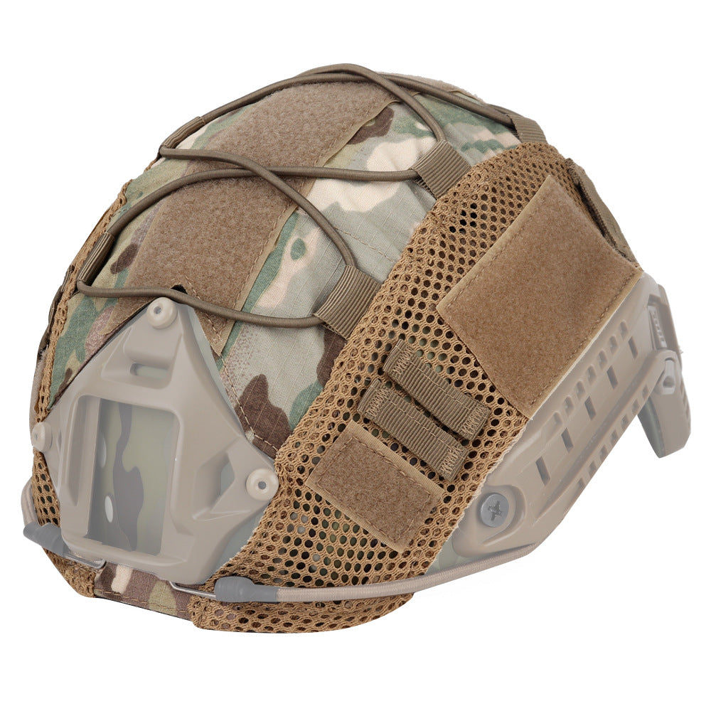 Military fan style tactical helmet with nylon mesh helmet