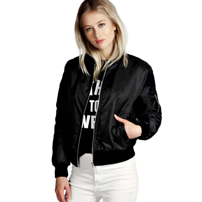 Solid Color Short Style Vertical Collar Leisure Zipper Jacket