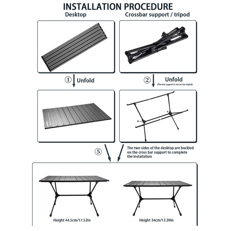 Aluminum Alloy Camping Folding Table Outdoor Lightweight Picnic BBQ Table Portable Beach Party Desk