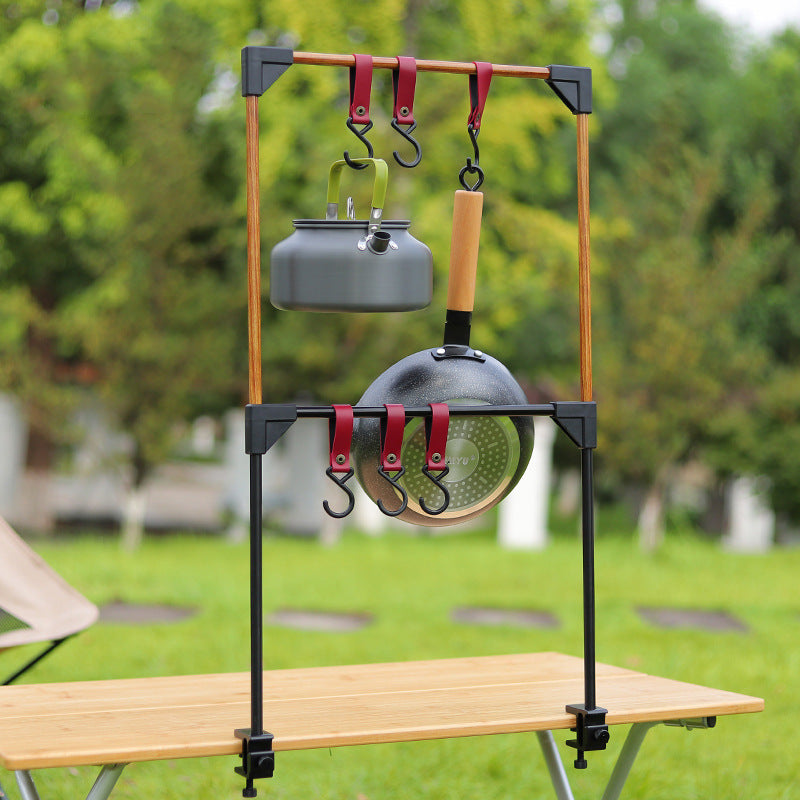 Outdoor Camping Rack For Desk Adjustable Base Clamp Small Hanging Rack For Pot Stove Cookware Desktop Storage Hook For Picnic