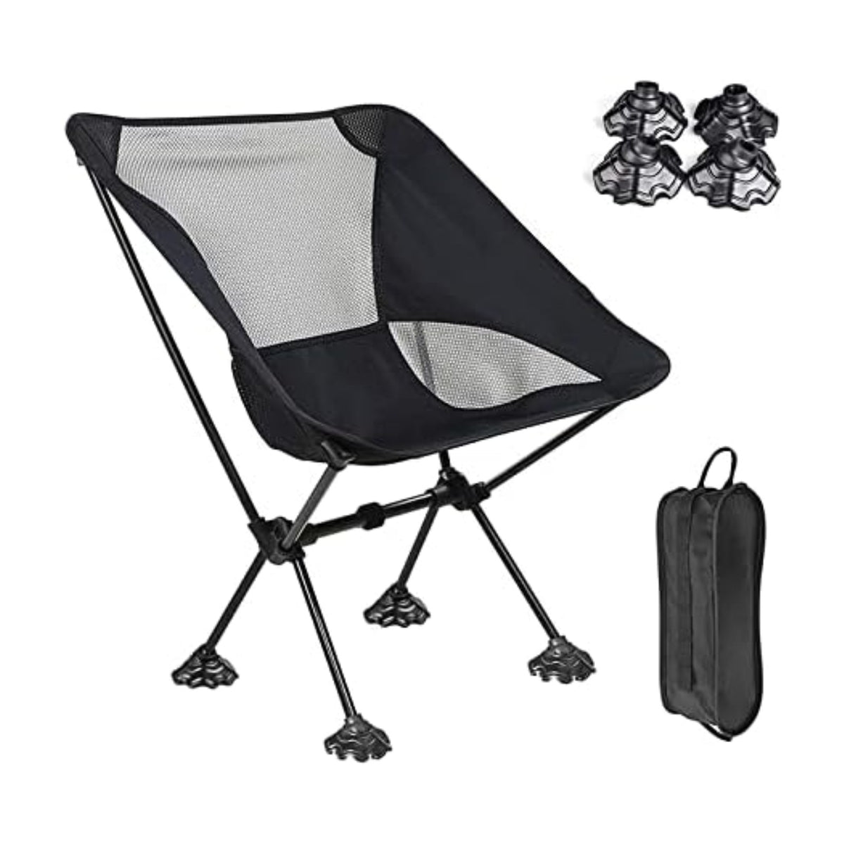 Portable Camping Chair Backpacking Chair With Anti-Slip Large Feet And Carry Bag For Outdoor Camp Hiking Capacity 220 Lbs